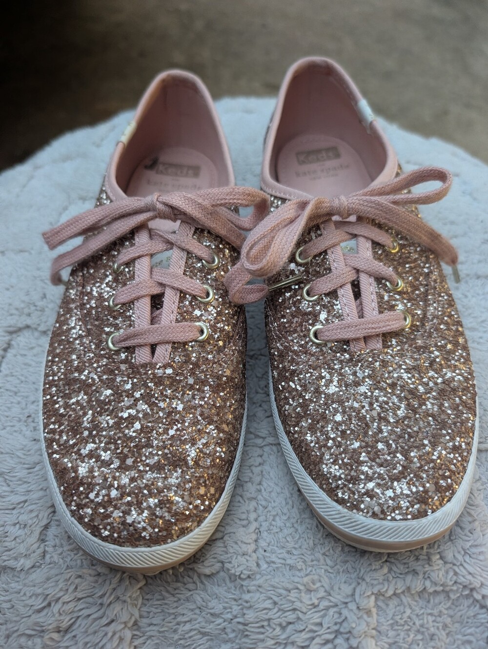 Keds For Kate Spade Rose Gold Glitter Sneakers Size 7
